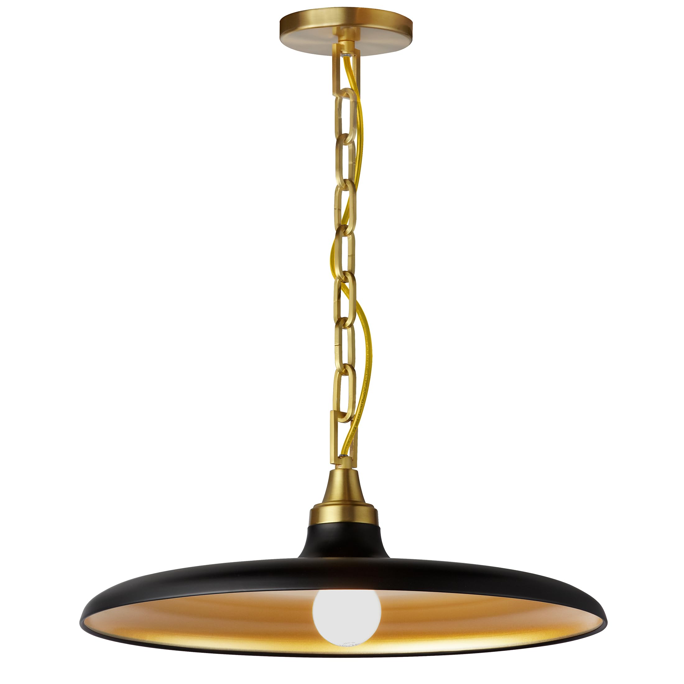 Dainolite Quentin 1-Light Aged Brass Shaded Pendant Light with